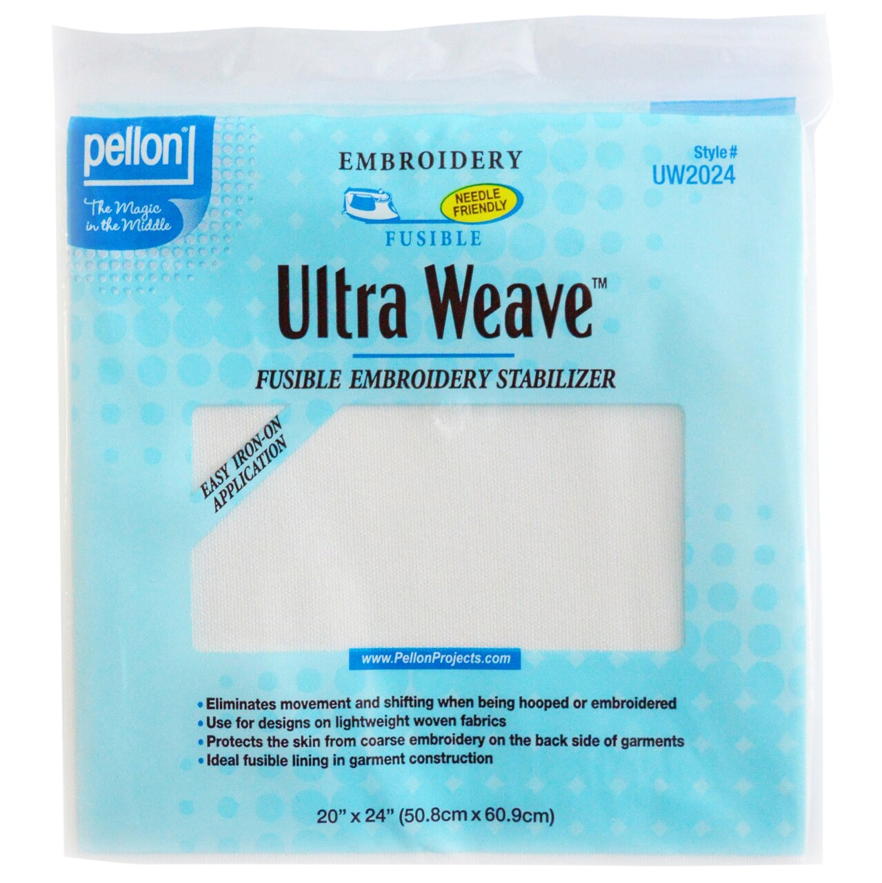 Pellon Ultra Weave Fusible Embroidery Stabilizer-White 20"X24"